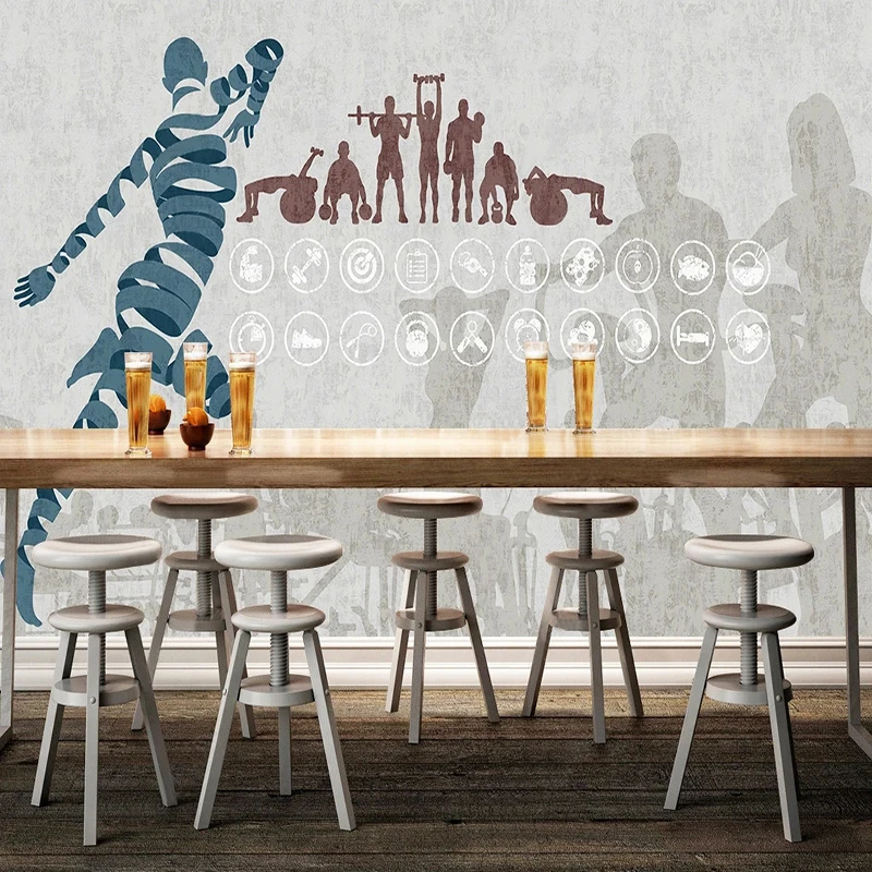 Yoga Fitness Wallpaper - Aangepaste moderne sportpatroon behang abstracte yoga