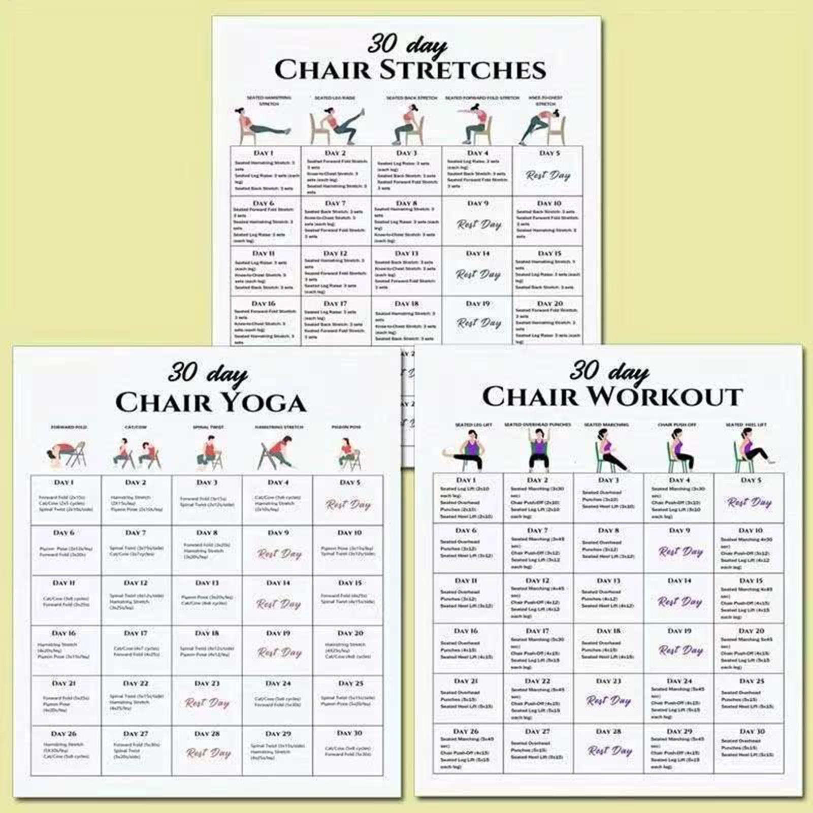 Yoga Fitness Wallpaper - 6 stks Fitness Posters 30-Dagen Stoel