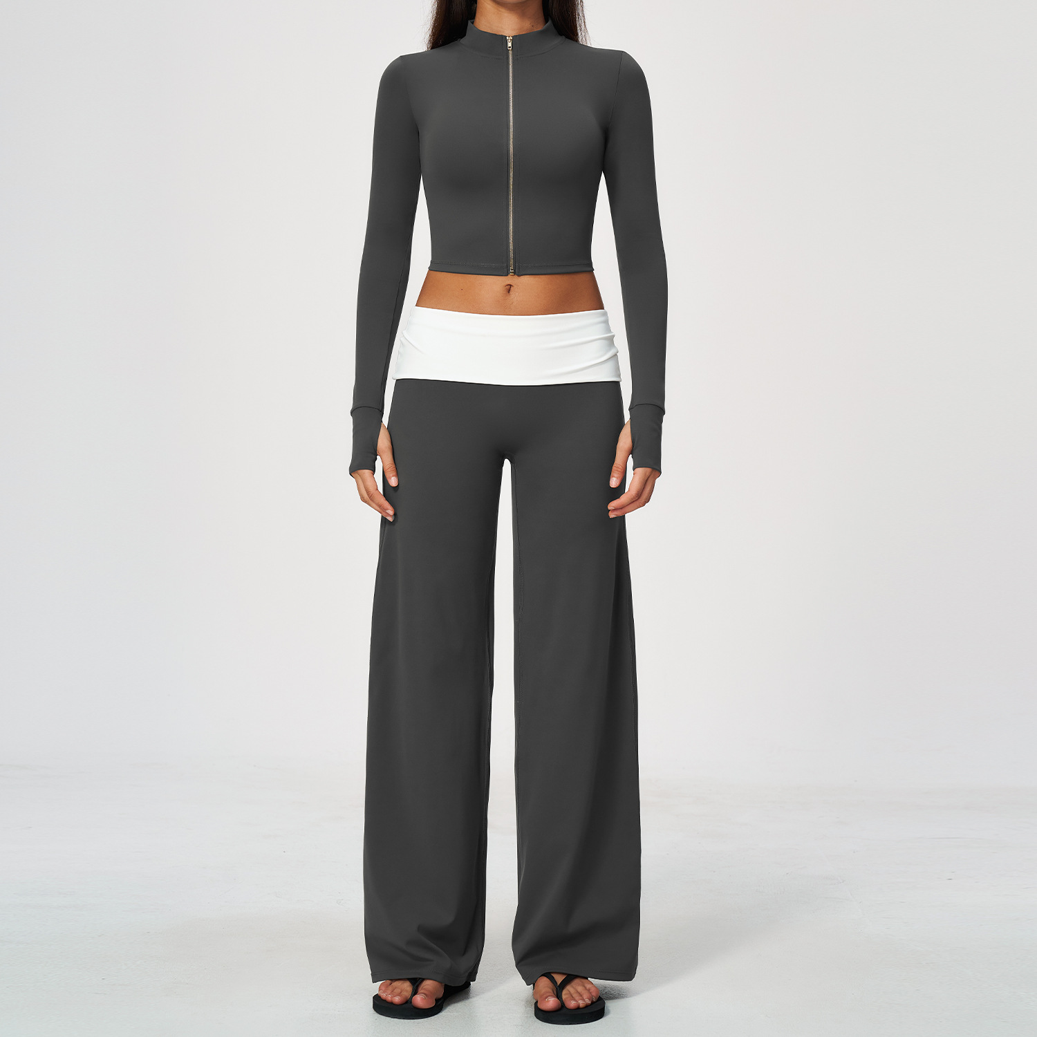 Zipjas, wijde broek, 2-delige  - Yoga Fitness Jacket recensie en prijs
